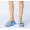 imageLUCKY STEP Womens Platform Sandals Braided Strap Flatform Slide Open Toe Casual Summer Beach Outdoor Wedge Woven Belt SlipperBlue