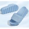 imageLUCKY STEP Womens Platform Sandals Braided Strap Flatform Slide Open Toe Casual Summer Beach Outdoor Wedge Woven Belt SlipperBlue
