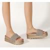 imageLUCKY STEP Womens Platform Sandals Braided Strap Flatform Slide Open Toe Casual Summer Beach Outdoor Wedge Woven Belt SlipperChampaign Gold Rhinestone
