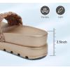 imageLUCKY STEP Womens Platform Sandals Braided Strap Flatform Slide Open Toe Casual Summer Beach Outdoor Wedge Woven Belt SlipperChampaign Gold Rhinestone