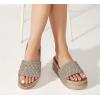 imageLUCKY STEP Womens Platform Sandals Braided Strap Flatform Slide Open Toe Casual Summer Beach Outdoor Wedge Woven Belt SlipperChampaign Gold Rhinestone