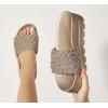 imageLUCKY STEP Womens Platform Sandals Braided Strap Flatform Slide Open Toe Casual Summer Beach Outdoor Wedge Woven Belt SlipperChampaign Gold Rhinestone