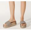 imageLUCKY STEP Womens Platform Sandals Braided Strap Flatform Slide Open Toe Casual Summer Beach Outdoor Wedge Woven Belt SlipperChampaign Gold Rhinestone