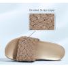 imageLUCKY STEP Womens Platform Sandals Braided Strap Flatform Slide Open Toe Casual Summer Beach Outdoor Wedge Woven Belt SlipperChampaign Gold Rhinestone
