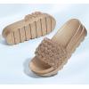 imageLUCKY STEP Womens Platform Sandals Braided Strap Flatform Slide Open Toe Casual Summer Beach Outdoor Wedge Woven Belt SlipperChampaign Gold Rhinestone