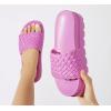 imageLUCKY STEP Womens Platform Sandals Braided Strap Flatform Slide Open Toe Casual Summer Beach Outdoor Wedge Woven Belt SlipperFuchsia