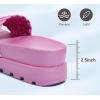 imageLUCKY STEP Womens Platform Sandals Braided Strap Flatform Slide Open Toe Casual Summer Beach Outdoor Wedge Woven Belt SlipperFuchsia