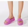 imageLUCKY STEP Womens Platform Sandals Braided Strap Flatform Slide Open Toe Casual Summer Beach Outdoor Wedge Woven Belt SlipperFuchsia
