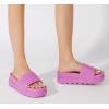 imageLUCKY STEP Womens Platform Sandals Braided Strap Flatform Slide Open Toe Casual Summer Beach Outdoor Wedge Woven Belt SlipperFuchsia