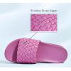imageLUCKY STEP Womens Platform Sandals Braided Strap Flatform Slide Open Toe Casual Summer Beach Outdoor Wedge Woven Belt SlipperFuchsia