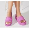 imageLUCKY STEP Womens Platform Sandals Braided Strap Flatform Slide Open Toe Casual Summer Beach Outdoor Wedge Woven Belt SlipperFuchsia
