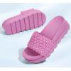 imageLUCKY STEP Womens Platform Sandals Braided Strap Flatform Slide Open Toe Casual Summer Beach Outdoor Wedge Woven Belt SlipperFuchsia