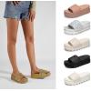 imageLUCKY STEP Womens Platform Sandals Braided Strap Flatform Slide Open Toe Casual Summer Beach Outdoor Wedge Woven Belt SlipperGold