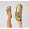 imageLUCKY STEP Womens Platform Sandals Braided Strap Flatform Slide Open Toe Casual Summer Beach Outdoor Wedge Woven Belt SlipperGold
