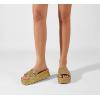 imageLUCKY STEP Womens Platform Sandals Braided Strap Flatform Slide Open Toe Casual Summer Beach Outdoor Wedge Woven Belt SlipperGold