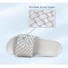 imageLUCKY STEP Womens Platform Sandals Braided Strap Flatform Slide Open Toe Casual Summer Beach Outdoor Wedge Woven Belt SlipperHologram Silver