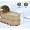 imageLUCKY STEP Womens Platform Sandals Braided Strap Flatform Slide Open Toe Casual Summer Beach Outdoor Wedge Woven Belt SlipperLight Gold