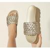 imageLUCKY STEP Womens Platform Sandals Braided Strap Flatform Slide Open Toe Casual Summer Beach Outdoor Wedge Woven Belt SlipperLight Gold
