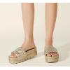 imageLUCKY STEP Womens Platform Sandals Braided Strap Flatform Slide Open Toe Casual Summer Beach Outdoor Wedge Woven Belt SlipperLight Gold