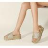 imageLUCKY STEP Womens Platform Sandals Braided Strap Flatform Slide Open Toe Casual Summer Beach Outdoor Wedge Woven Belt SlipperLight Gold