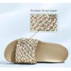 imageLUCKY STEP Womens Platform Sandals Braided Strap Flatform Slide Open Toe Casual Summer Beach Outdoor Wedge Woven Belt SlipperLight Gold