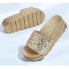 imageLUCKY STEP Womens Platform Sandals Braided Strap Flatform Slide Open Toe Casual Summer Beach Outdoor Wedge Woven Belt SlipperLight Gold