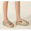 imageLUCKY STEP Womens Platform Sandals Braided Strap Flatform Slide Open Toe Casual Summer Beach Outdoor Wedge Woven Belt SlipperLight Gold