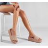 imageLUCKY STEP Womens Platform Sandals Braided Strap Flatform Slide Open Toe Casual Summer Beach Outdoor Wedge Woven Belt SlipperNude