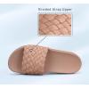 imageLUCKY STEP Womens Platform Sandals Braided Strap Flatform Slide Open Toe Casual Summer Beach Outdoor Wedge Woven Belt SlipperNude