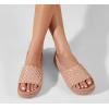 imageLUCKY STEP Womens Platform Sandals Braided Strap Flatform Slide Open Toe Casual Summer Beach Outdoor Wedge Woven Belt SlipperNude