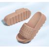 imageLUCKY STEP Womens Platform Sandals Braided Strap Flatform Slide Open Toe Casual Summer Beach Outdoor Wedge Woven Belt SlipperNude