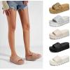 imageLUCKY STEP Womens Platform Sandals Braided Strap Flatform Slide Open Toe Casual Summer Beach Outdoor Wedge Woven Belt SlipperNude