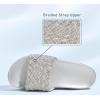 imageLUCKY STEP Womens Platform Sandals Braided Strap Flatform Slide Open Toe Casual Summer Beach Outdoor Wedge Woven Belt SlipperSilver Rhinestone