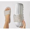 imageLUCKY STEP Womens Platform Sandals Braided Strap Flatform Slide Open Toe Casual Summer Beach Outdoor Wedge Woven Belt SlipperSilver Rhinestone