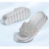 imageLUCKY STEP Womens Platform Sandals Braided Strap Flatform Slide Open Toe Casual Summer Beach Outdoor Wedge Woven Belt SlipperSilver Rhinestone