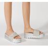 imageLUCKY STEP Womens Platform Sandals Braided Strap Flatform Slide Open Toe Casual Summer Beach Outdoor Wedge Woven Belt SlipperSilver Rhinestone