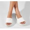 imageLUCKY STEP Womens Platform Sandals Braided Strap Flatform Slide Open Toe Casual Summer Beach Outdoor Wedge Woven Belt SlipperWhite