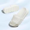 imageLUCKY STEP Womens Platform Sandals Braided Strap Flatform Slide Open Toe Casual Summer Beach Outdoor Wedge Woven Belt SlipperWhite