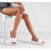 imageLUCKY STEP Womens Platform Sandals Braided Strap Flatform Slide Open Toe Casual Summer Beach Outdoor Wedge Woven Belt SlipperWhite