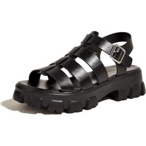 imageLUCKY STEP Women s Platform Wedge Sandals Open Toe Adjustable Ankle Strap Chunky HeelBlack