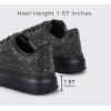 imageLUCKY STEP Rhinestone Sneakers for Women Platform Sparkly Glitter Bling Tennis Shoes Fashion Bedazzled Wedding Bridal Party Walking SneakersBlack