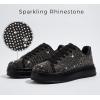 imageLUCKY STEP Rhinestone Sneakers for Women Platform Sparkly Glitter Bling Tennis Shoes Fashion Bedazzled Wedding Bridal Party Walking SneakersBlack