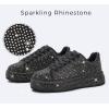 imageLUCKY STEP Rhinestone Sneakers for Women Platform Sparkly Glitter Bling Tennis Shoes Fashion Bedazzled Wedding Bridal Party Walking SneakersBlack Rhinestone