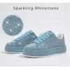 imageLUCKY STEP Rhinestone Sneakers for Women Platform Sparkly Glitter Bling Tennis Shoes Fashion Bedazzled Wedding Bridal Party Walking SneakersBlue Rhinestone