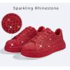 imageLUCKY STEP Rhinestone Sneakers for Women Platform Sparkly Glitter Bling Tennis Shoes Fashion Bedazzled Wedding Bridal Party Walking SneakersRed Rhinestone