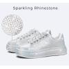 imageLUCKY STEP Rhinestone Sneakers for Women Platform Sparkly Glitter Bling Tennis Shoes Fashion Bedazzled Wedding Bridal Party Walking SneakersSilver Rhinestone