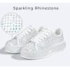imageLUCKY STEP Rhinestone Sneakers for Women Platform Sparkly Glitter Bling Tennis Shoes Fashion Bedazzled Wedding Bridal Party Walking SneakersWhite Rhinestone