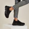imageLUCKY STEP Women Slip On Rhinestone Sneaker Chunky Fashion Platform Sparkly Elastic Walking ShoesBlack Rhinestone