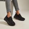imageLUCKY STEP Women Slip On Rhinestone Sneaker Chunky Fashion Platform Sparkly Elastic Walking ShoesBlack Rhinestone
