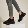 imageLUCKY STEP Women Slip On Rhinestone Sneaker Chunky Fashion Platform Sparkly Elastic Walking ShoesBlack Rhinestone